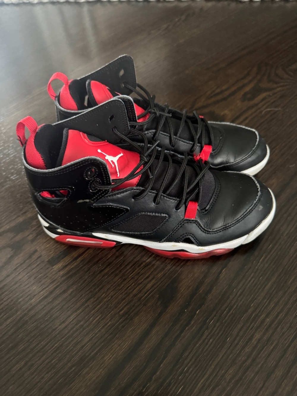 Jordan Kids Black and Red High-Top Sneakers